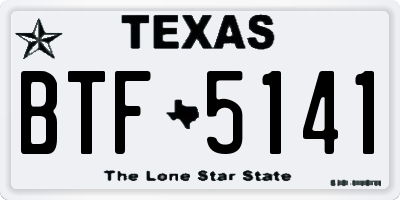 TX license plate BTF5141
