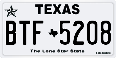 TX license plate BTF5208