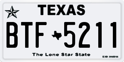 TX license plate BTF5211