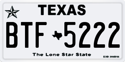 TX license plate BTF5222