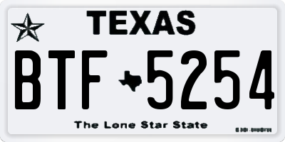 TX license plate BTF5254
