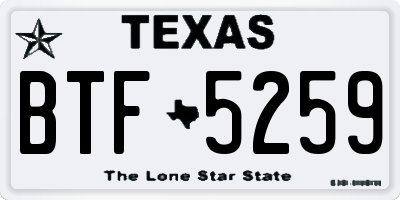 TX license plate BTF5259