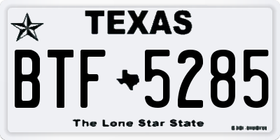 TX license plate BTF5285