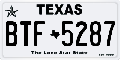 TX license plate BTF5287