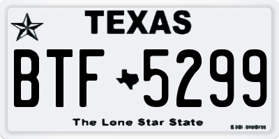 TX license plate BTF5299