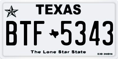 TX license plate BTF5343