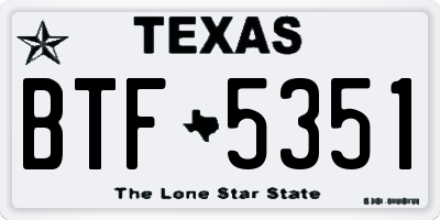 TX license plate BTF5351
