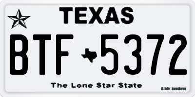 TX license plate BTF5372