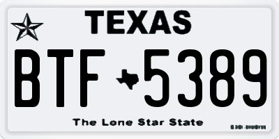 TX license plate BTF5389