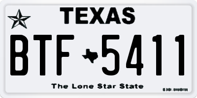 TX license plate BTF5411