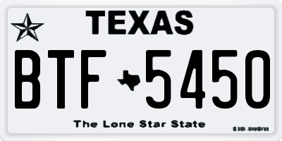 TX license plate BTF5450