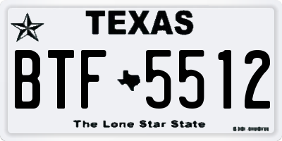 TX license plate BTF5512