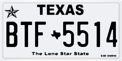 TX license plate BTF5514