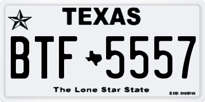 TX license plate BTF5557