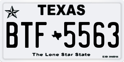TX license plate BTF5563