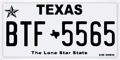 TX license plate BTF5565