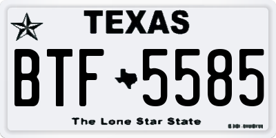 TX license plate BTF5585