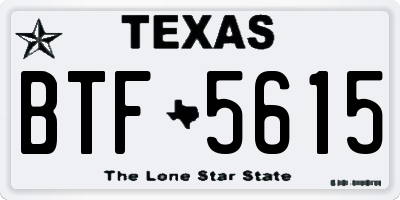 TX license plate BTF5615