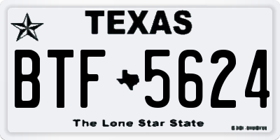 TX license plate BTF5624