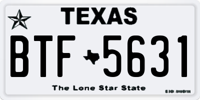 TX license plate BTF5631