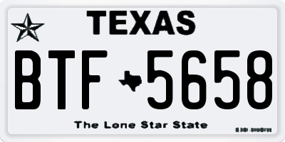 TX license plate BTF5658