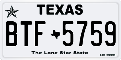 TX license plate BTF5759