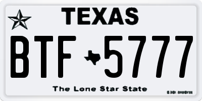 TX license plate BTF5777