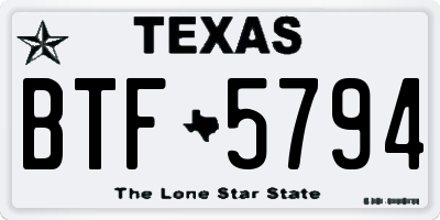 TX license plate BTF5794