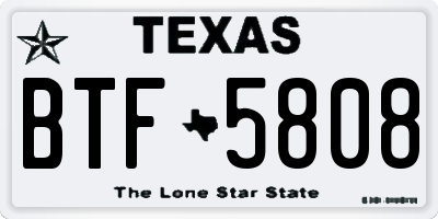 TX license plate BTF5808