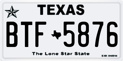 TX license plate BTF5876