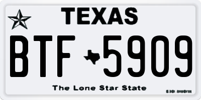 TX license plate BTF5909