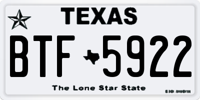 TX license plate BTF5922