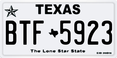 TX license plate BTF5923