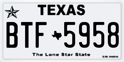TX license plate BTF5958