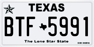 TX license plate BTF5991