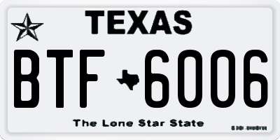 TX license plate BTF6006