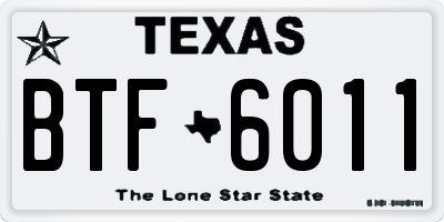 TX license plate BTF6011