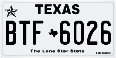 TX license plate BTF6026