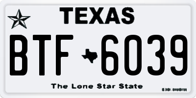 TX license plate BTF6039