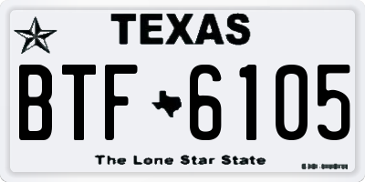 TX license plate BTF6105
