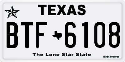 TX license plate BTF6108
