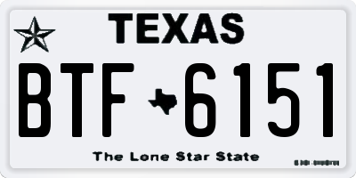 TX license plate BTF6151
