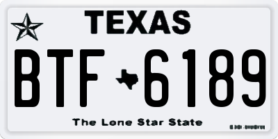 TX license plate BTF6189