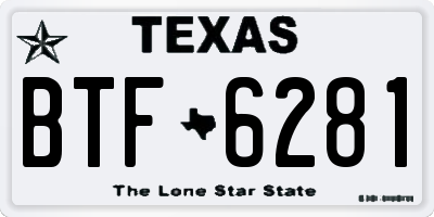 TX license plate BTF6281