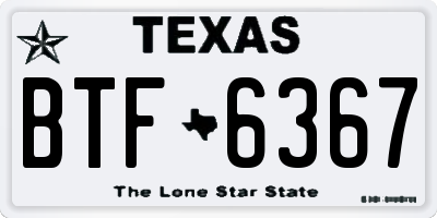 TX license plate BTF6367