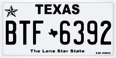 TX license plate BTF6392