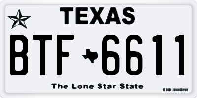 TX license plate BTF6611