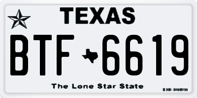 TX license plate BTF6619