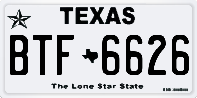 TX license plate BTF6626
