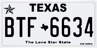 TX license plate BTF6634